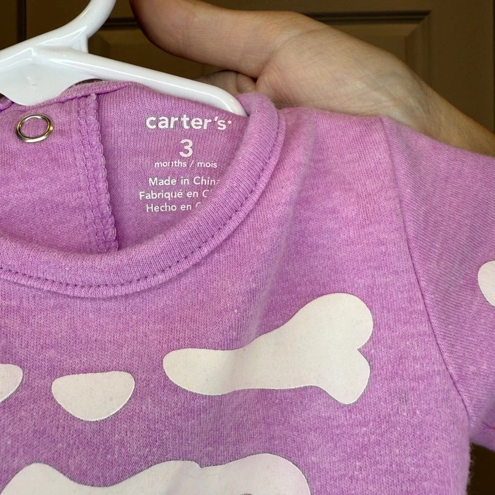 Carter's‎ Baby Girls Purple Skeleton Halloween Footed Pajamas Sleepsuit 3 Months